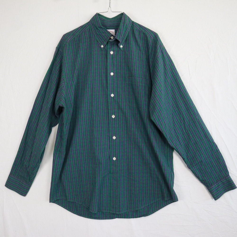 Brooks Brothers Shirt Mens Medium 346 Casual Pocket Button Up Plaid Long Sleeve‎